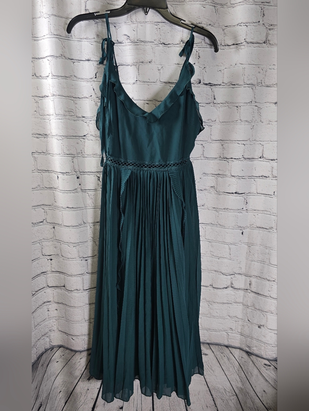 Lulus Tie Strap Teal Green Sleeveless Midi Dress Size Small